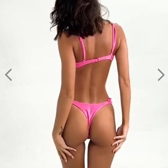 NWT OneOne Swimwear Bikini Set French Rose Hot Pink Glitter Sparkly New - Picture 8 of 9